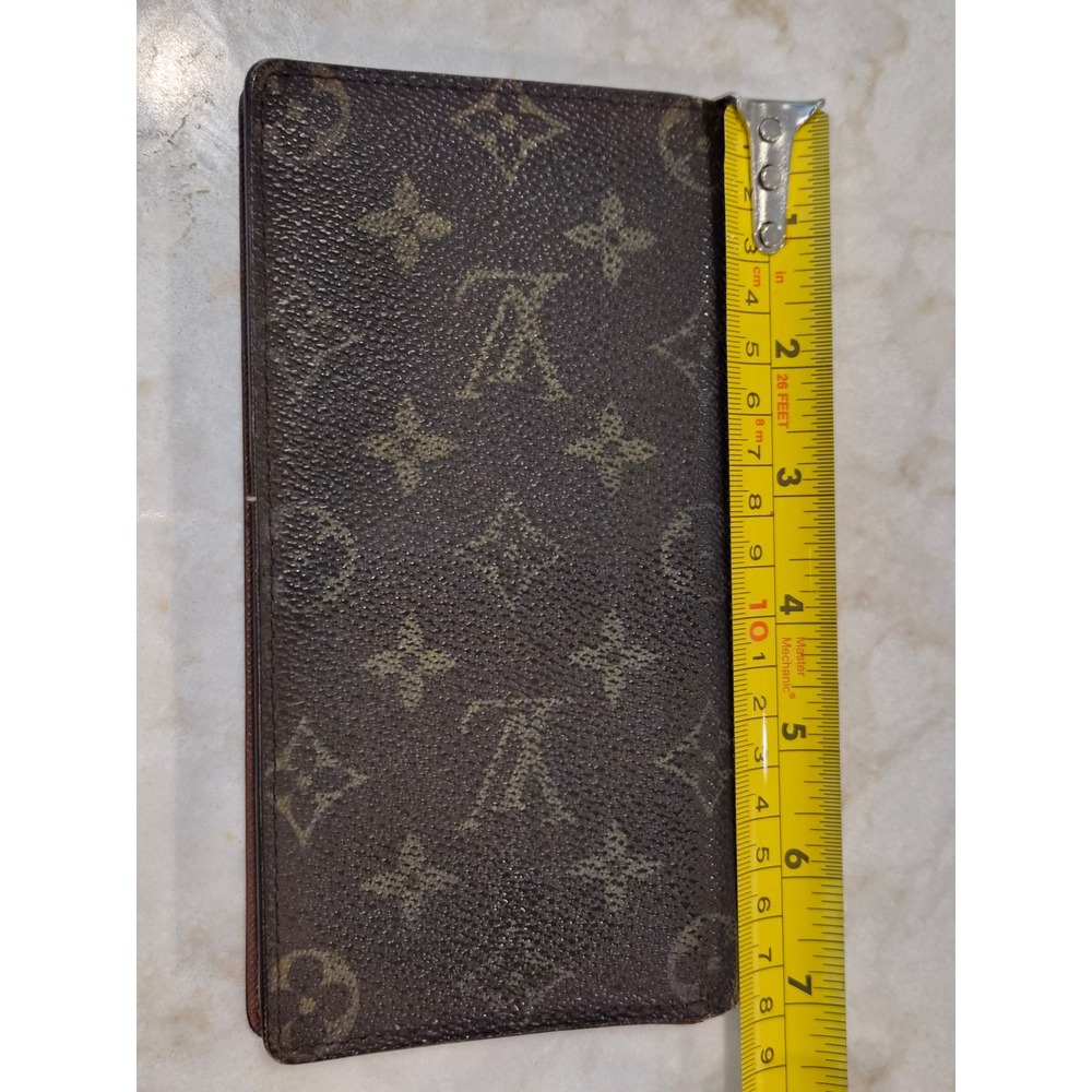 Louis Vuitton Monogram Long Bifold Wallet Brown Canvas Made in France Vintage